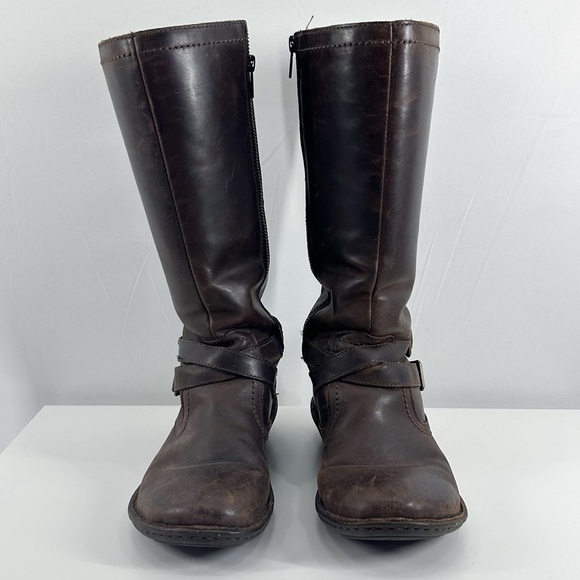 UGG Australia Rosen Brown Leather Tall Riding Boots Sherpa Lined Size 8 - Picture 5 of 10